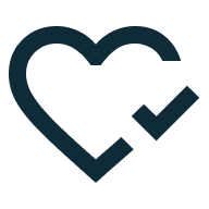 Navy blue heart and key symbol on a white background